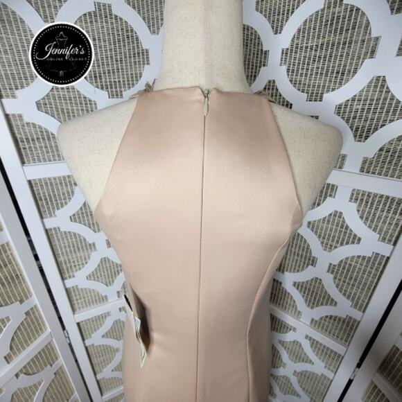 Jessica McClintock NWT Blush Sheer Hand Beaded Sleeveless Satin Dress Size 6 - Picture 9 of 15